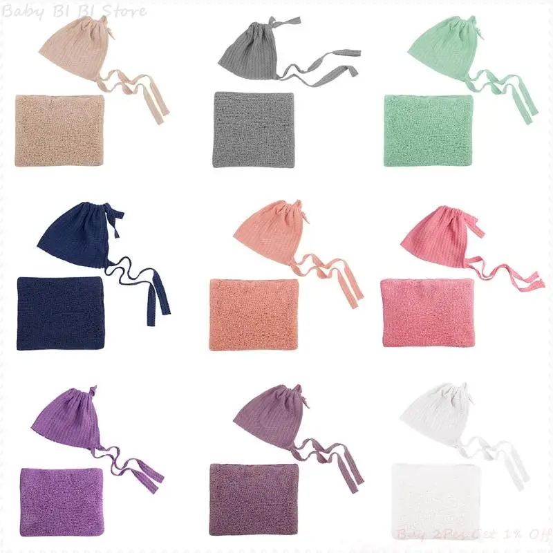 

2 Pcs Newborn Scarf Hat Photography Suit Record the Unforgettable Moments of Baby Growth for Keep Good Memories