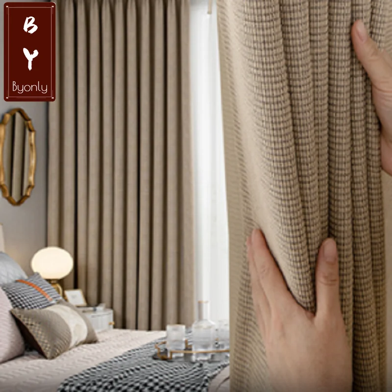 

Modern Minimalist Curtains for Living Room Bedroom Thickening Blackout Cotton Linen Curtain Stitching Customization