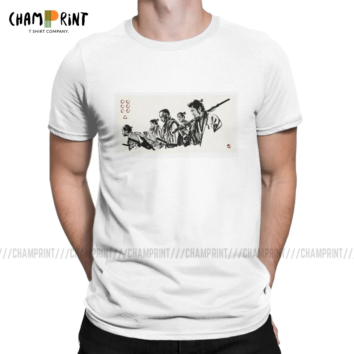 

Seven Samurai T Shirts Men 100% Cotton Cool T-Shirt Akira Kurosawa Classic Japanese Movie Tees Short Sleeve Tops Gift Idea