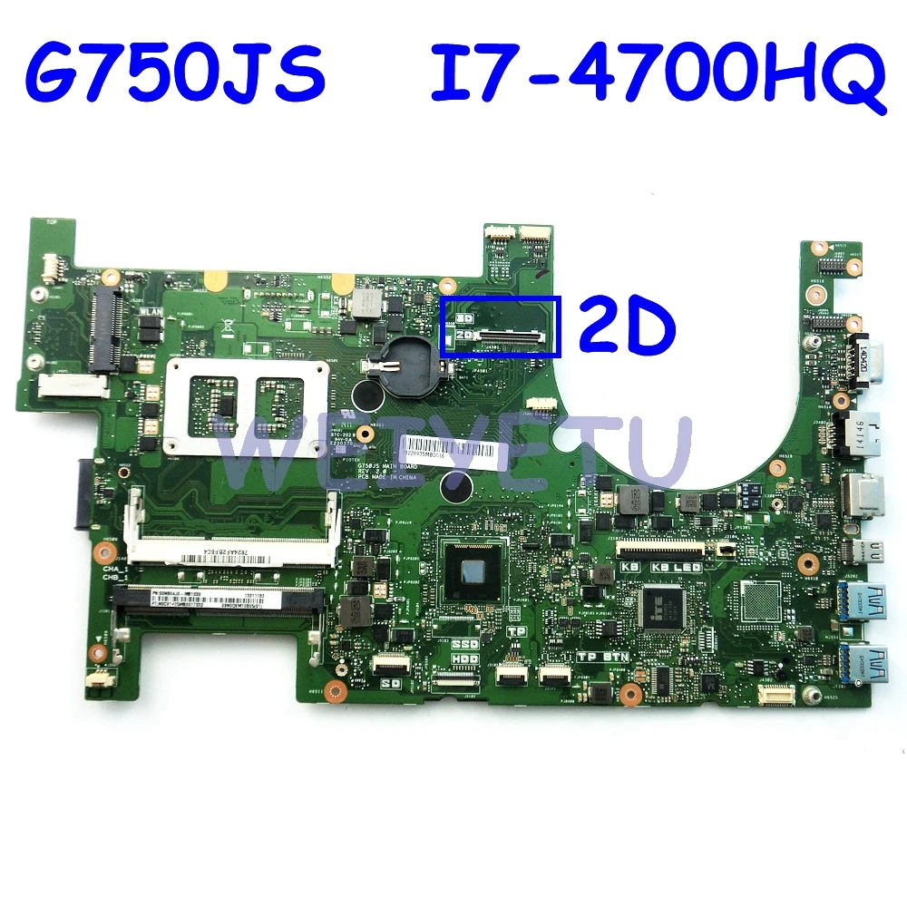 

G750JS i7-4700HQ процессор Процессор 2D материнская плата Asus ROG G750J G750JS Материнская плата ноутбука 60NB04M0-MB113 4 слота 100% тестирование