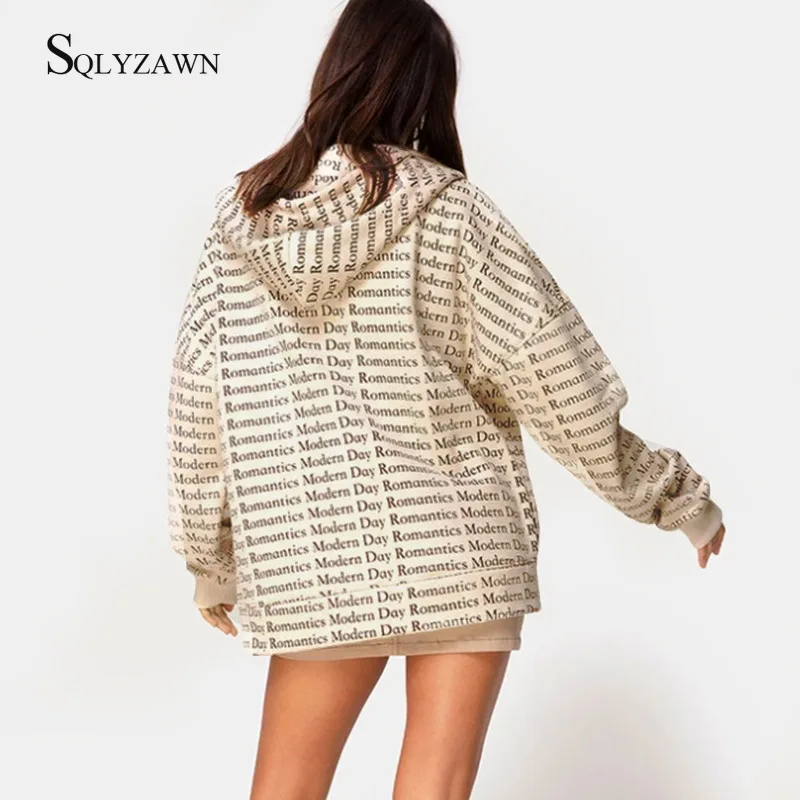 Хипстерский полный пиджак с капюшоном буквенным принтом кардиган и спортивные