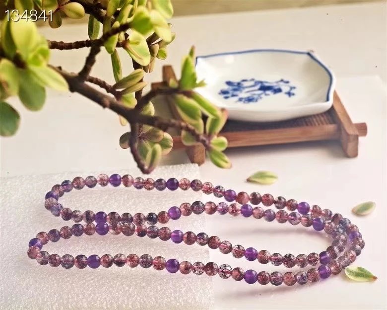 

Natural Lepidocrocite Quartz Colorful Super 7 Clear Round Beads Bracelet 4.8mm Crystal Woman Stretch Gemstone AAAAA Genuine