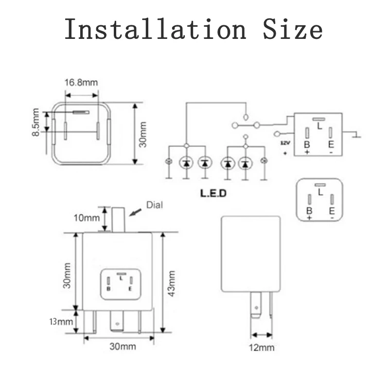 12V 24V мотоциклов Светодиодный проблесковый маячок реле 3 контактный сигнала