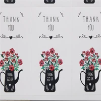 60pcslot vintage flower kettle thank you series kraft paper seal sticker for baking diy package decoration label stickers