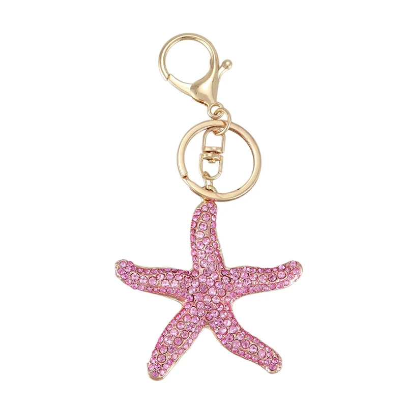 Симпатичный брелок для ключей со сверкающими морскими звездами с подвеской в