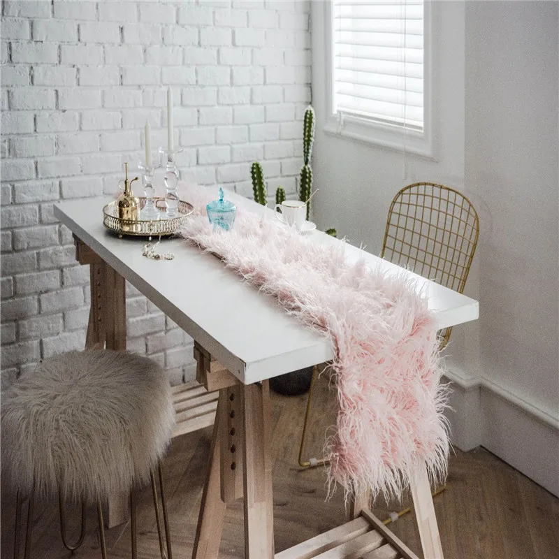 Настольная дорожка из искусственной шерсти с длинными волосами настольный флаг