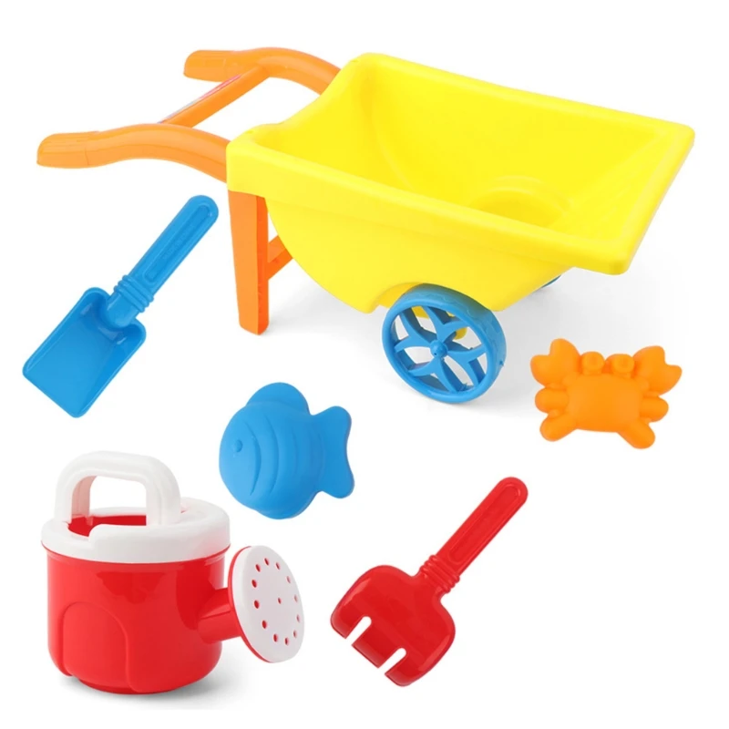 

7 Pcs Wheelbarrow Beach Toys for Kids Sand Toys for building Sand Castles Molds