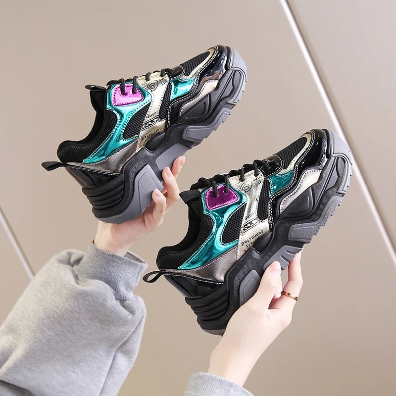 

Женские туфли HKXN, весна 2022, новая модная дышащая спортивная обувь, женская Повседневная модная обувь на платформе с блокировкой цвета