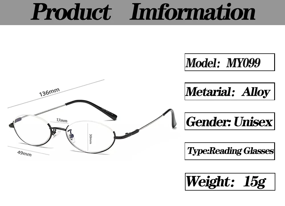 Retro Anti-Blau Licht Lesebrille Oval Design Halb Rahmen Hyperopie Brillen Runde Brille Männer Frauen Flexible Rahmen + 3,5 + 4 – Detail 2