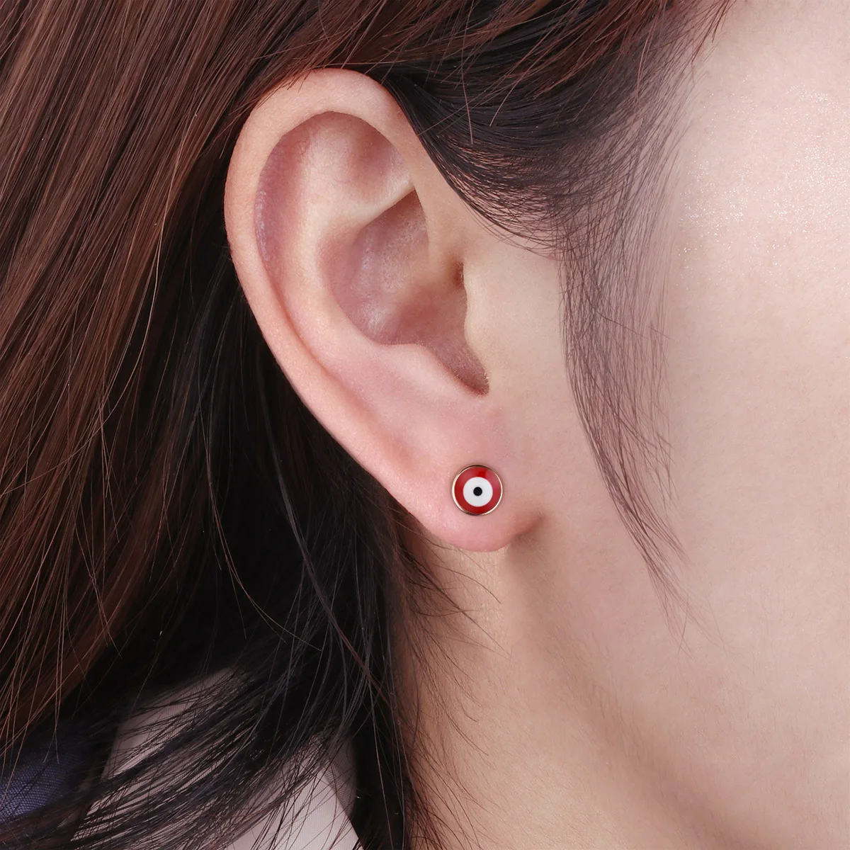 Blue Red Color Eyes Copper Earrings Round Circle Stud Women Handmade Ear Studs Pierceing Jewelry 3mm/4mm/6mm | Украшения и