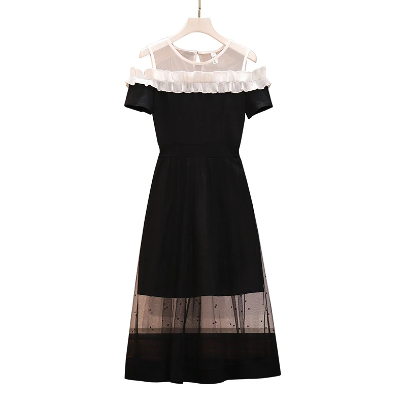 Женское Сетчатое платье-трапеция с оборками элегантное вечернее платье круглым