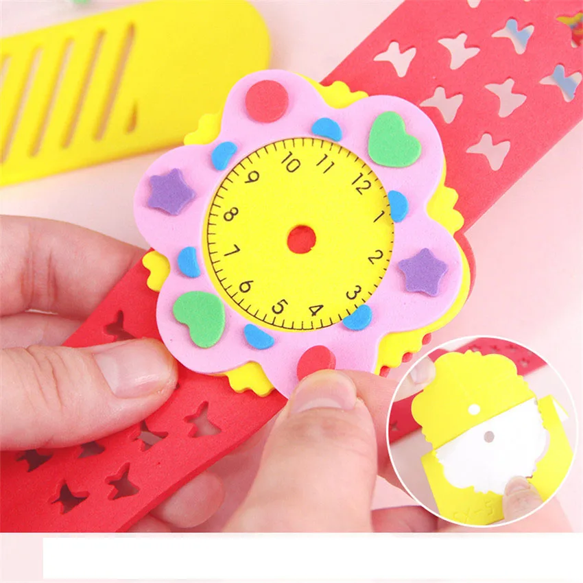 3Pcs/set Handmade EVA DIY Cartoon Watch Kindergarten Making Material Kit Pasting Toys for Chidlren Educational Art Craft Gifts | Игрушки и