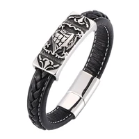 men jewelry boat pattern stainless steel magnetic buckle bracelet men leather bracelet fashion wrist band gifts sp0187