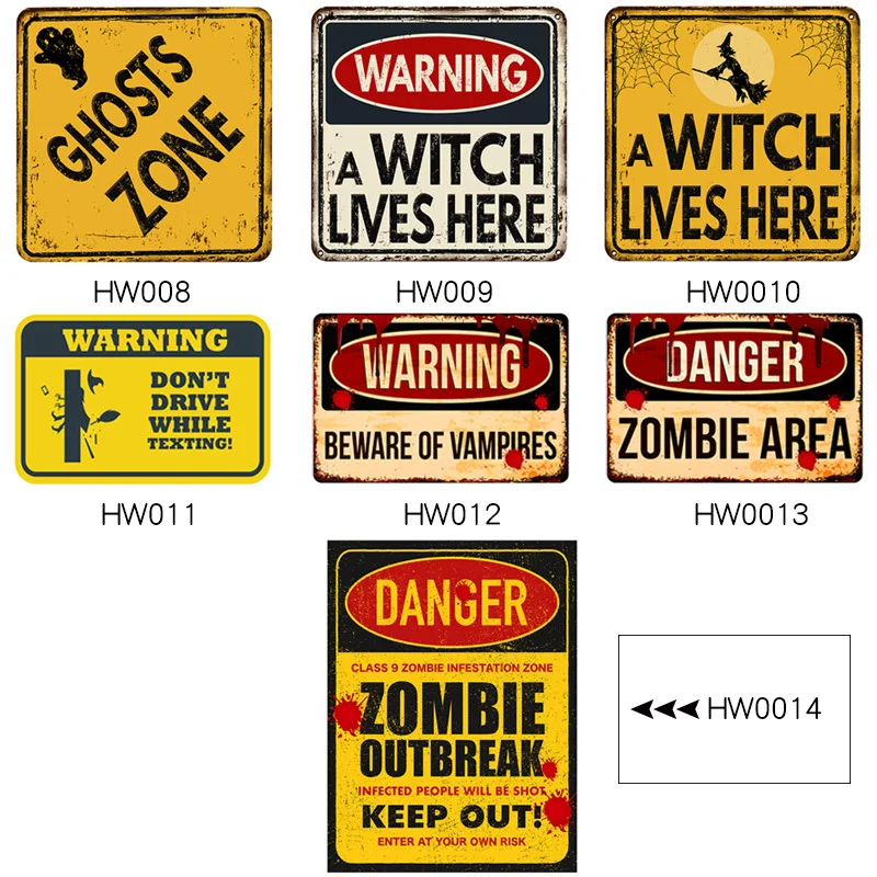 

Halloween Warning Sign Sticker Creative Party Holiday Horror Decoration Self-adhesive Wall Sticker