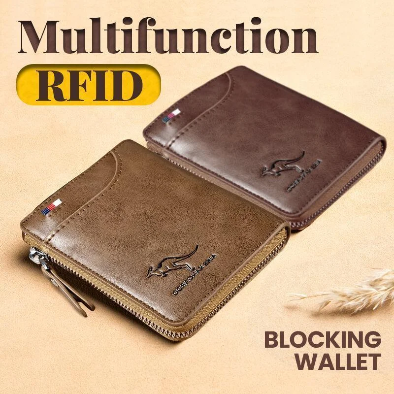 

Fashion Men's Coin Purse Wallet Man Leather Wallet Zipper Business Card Holder ID Money Bag Wallet Male Men’s RFID Blocking Wall