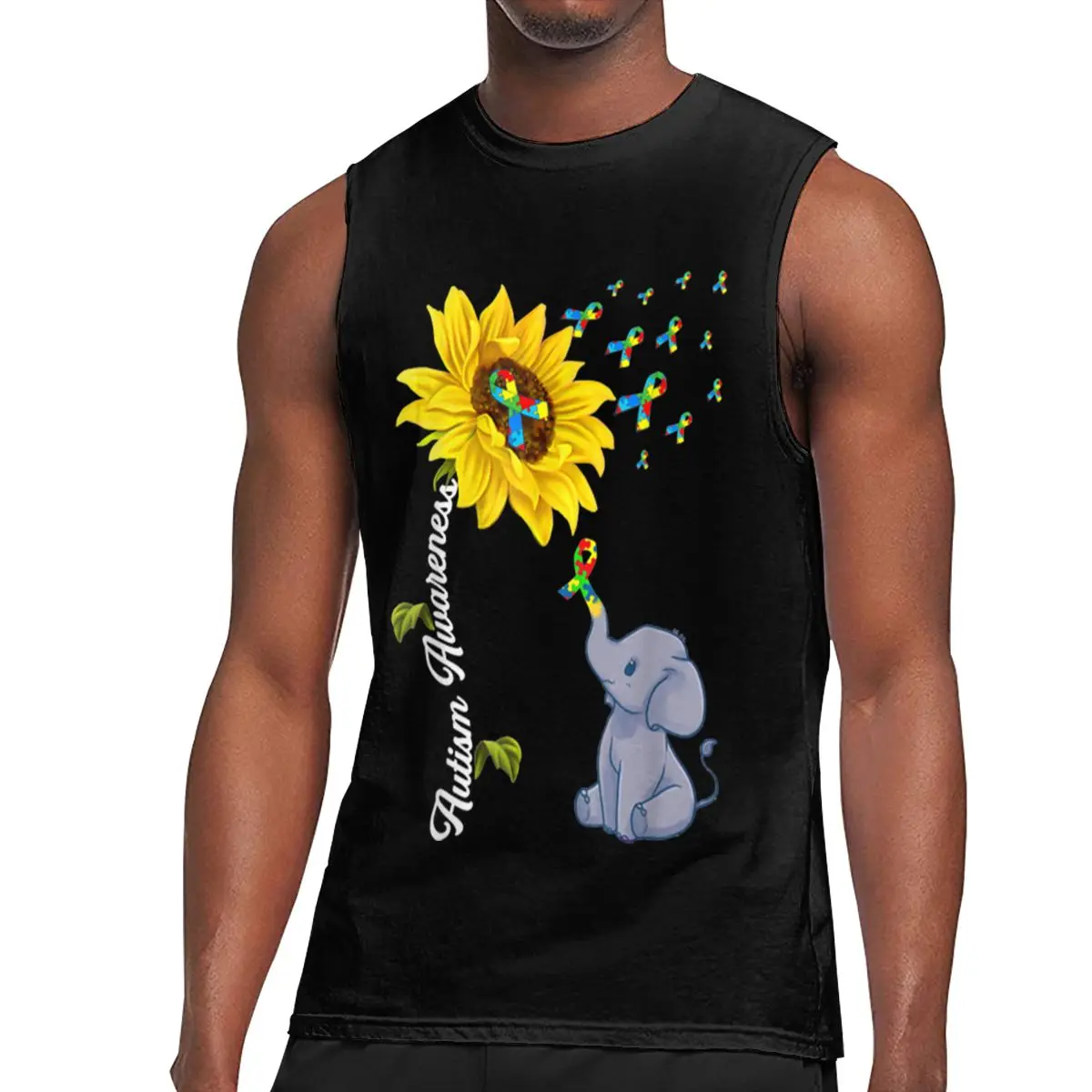 Подарок для мужчин с изображением аутизма милое подсолнухов слона Мужская
