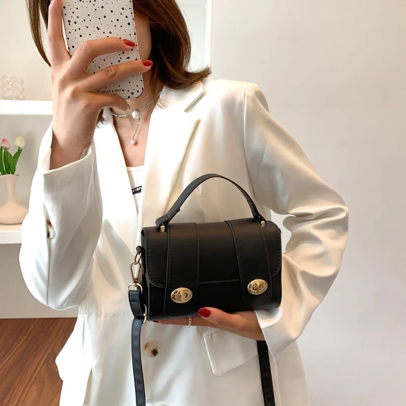 

Autumn New Lock Small Square Bag Fashion Candy Color Portable Women's Bag Women's Single Shoulder Messenger Bag