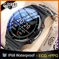 lige smart watch men ppgecg full touch sport heart rate blood pressure temperature monitoring men smart watches for android ios
