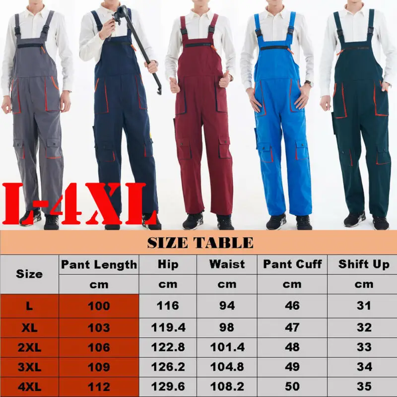 

Fashion Men's Overalls Heavy Duty Work Jumpsuit Long Coveralls Overalls Mechanic Work wears