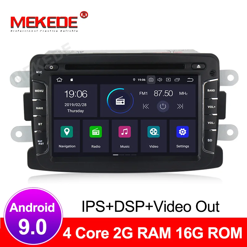Ips DSP Android 9 0 4 + 64G Автомобильный мультимедийный dvd плеер для Renault Duster DACIA sandero Captur Lada