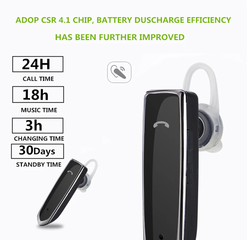 ANRY Bluetooth беспроводные деловые наушники Hands Free с микрофоном для офиса/бизнеса/тренировки/водителя/грузовика