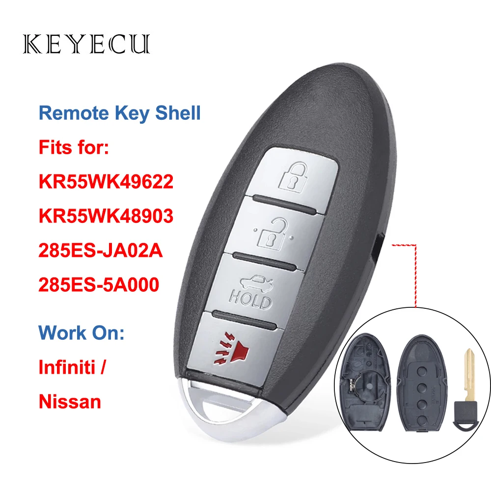 Чехол для ключа дистанционного управления Keyecu 4 кнопки Infiniti FX50 FX35 Q40 Q60 Q70 G25 G35
