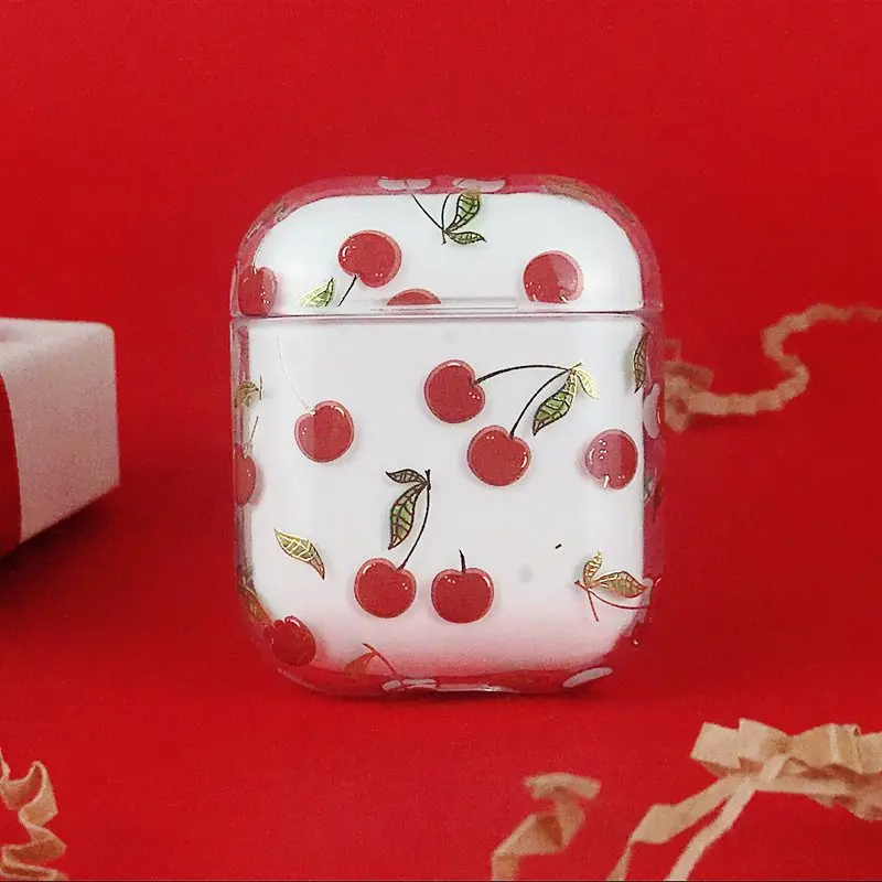 Cherry Гальванический цветок Клубничная дыня, Вишня чехол для Airpods тонкий жесткий прозрачный чехол для Airpods 2 аксессуары - Цвет: Cherry
