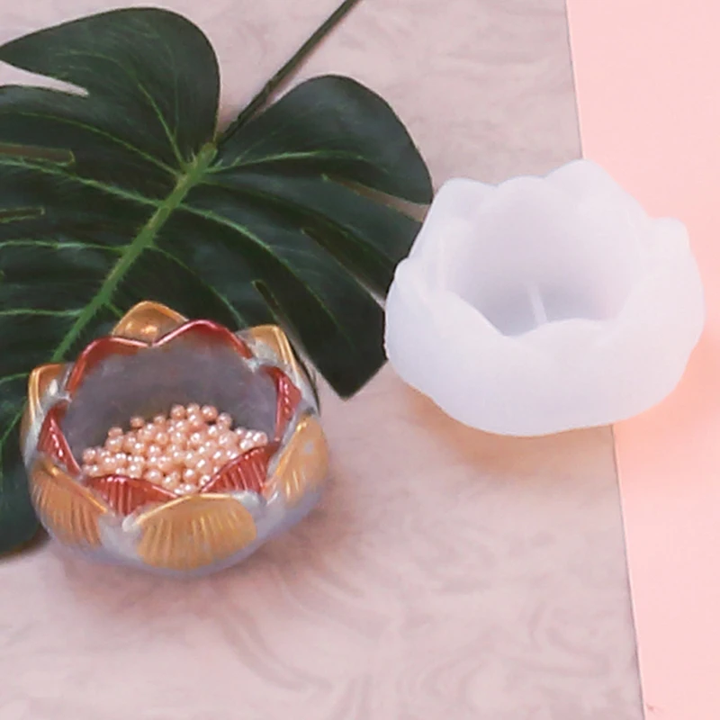 

Silicone Lotus Molds Big Flower Trinket Dish Blossom Ashtray Mold Floral Large Tray Making Flower Mold Epoxy Resin Crafts