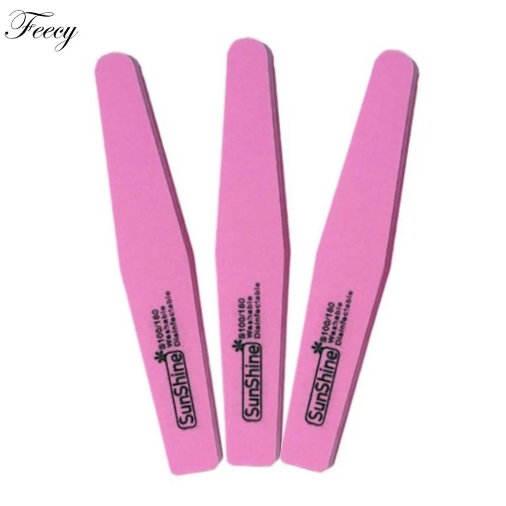 NF0301 Pink 3pcs Пилочка для ногтей с буфером, двусторонняя пилочка для ногтей с буфером, 100/180, триммер, липовый буфер, инструмент для нейл-арта, инструмент для нейл-арта - Цвет: NF0301 Pink 3pcs