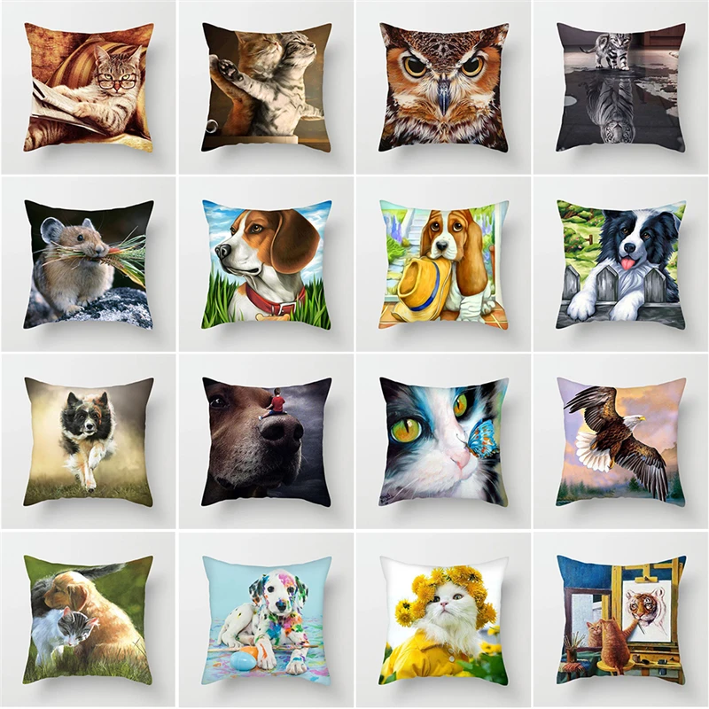 

Fuwatacchi Cute Cartoon Animals Cushion Cover Poppy Dogs kitty Wolf Throw Pillow Cover Decorative Pillow Cover Sofa Pillowcase