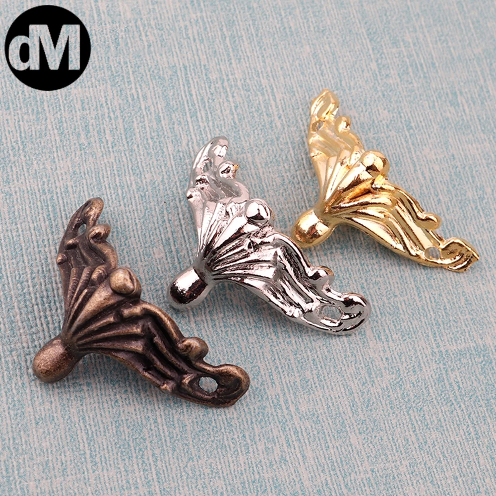 

DM 4-30pcs/Set Vintage 3 Color Jewelry Chest Gift Box Wooden Case Decorative Feet Leg Metal Corner Protector Support Brackets