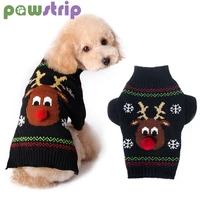 pet christmas clothes elk print dog sweater winter warm puppy coat for small dogs party festival costume chihuahua pug clothing
