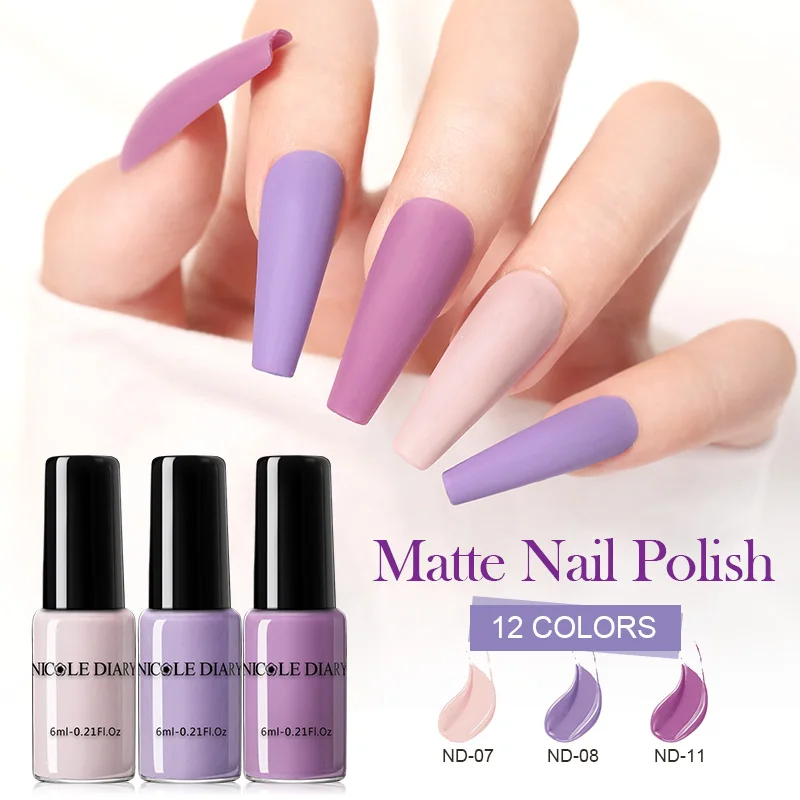 

NICOLE DIARY Matte Series Nail Polish Purple Wine Red Nude Nail Art Varnishes Matting Polish Decoration Accessory
