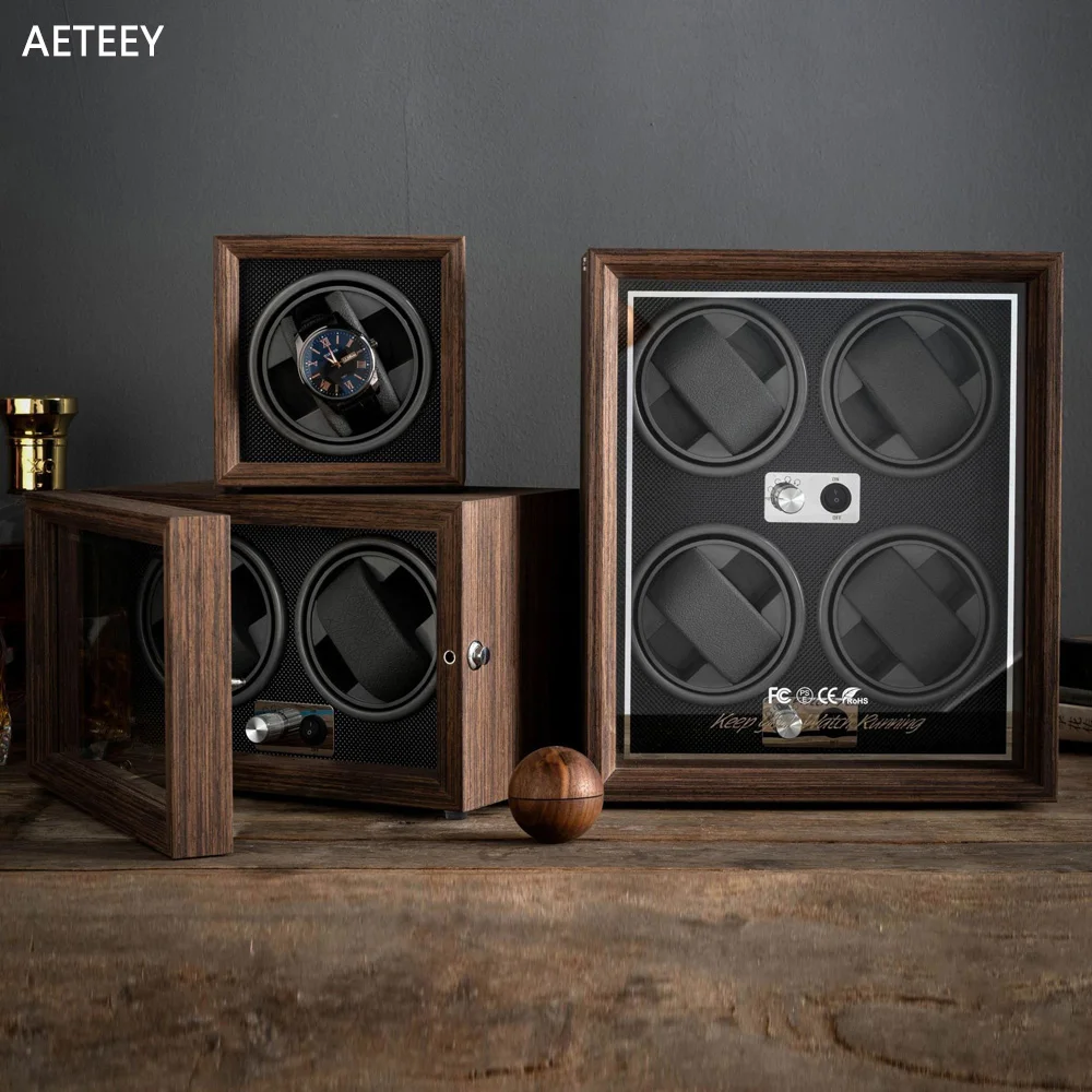 Watch Winder for Wine Cabinet Decoration Black Walnut Wood Retro Full-automatic Mechanical Watch Shaker Household Winder Box