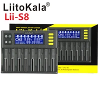 liitokala lii s8 8 slots lcd battery charger for li ion lifepo4 ni mh ni cd 9v 21700 20700 26650 18650 rcr123 18700