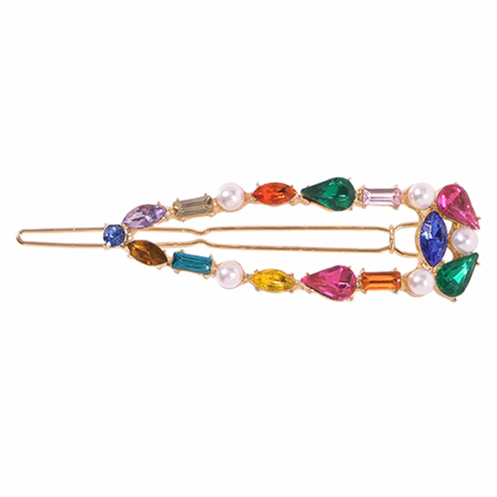GEREIT Fashion Korea Shiny Crystal Hairpins Women Geometric Waterdrop Colorful Rhinestones Hair Clips For Girls Accessories | Украшения и