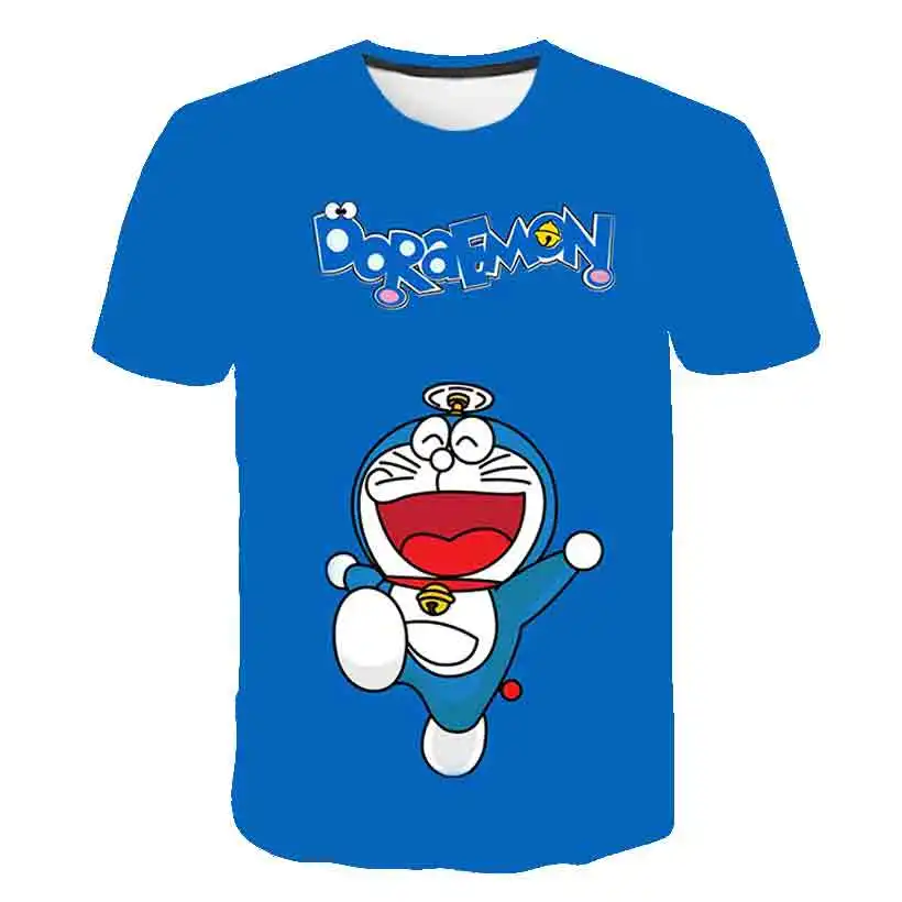Детская футболка с объемным рисунком дораэмона Летняя детская одежда Kawaii Одежда