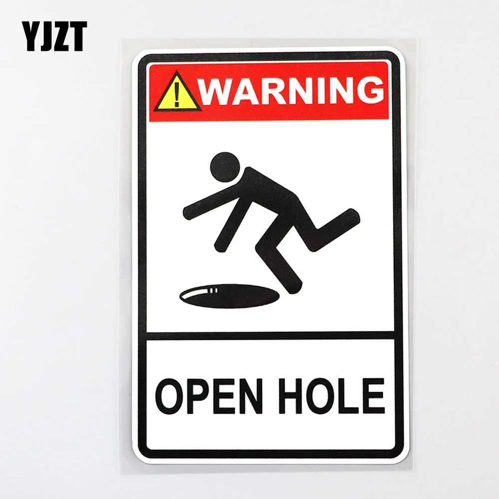

YJZT 9.7CM×14.8CM Funny Open Hole Danger Decal PVC Car Sticker 12C-0231