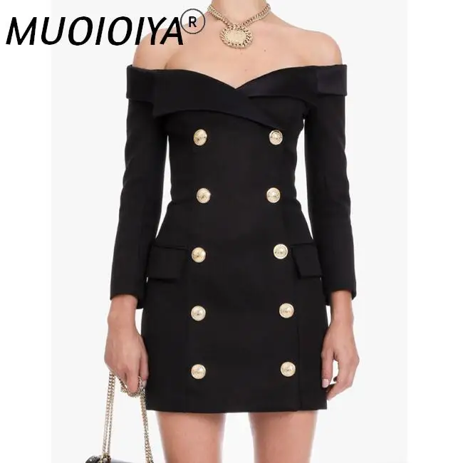 

Длинный блейзер, новинка 2021, модный дизайнерский женский двубортный элегантный пикантный облегающий пиджак с открытыми плечами, Блейзер, Ж...