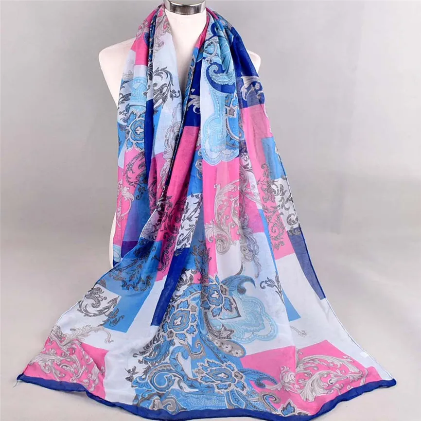 Модный женский шарф с цветочным принтом мягкие женские длинные многоцелевые