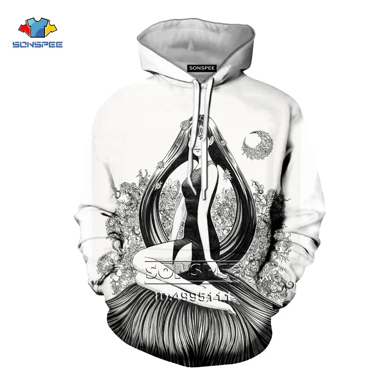 5 SONSPEE Japan Junji Ito Horror Manga 3D Print Men Women Hooded Hoodies Sweatshirts Pullover Casual Hip Hop Autumn Tops - Цвет: 5