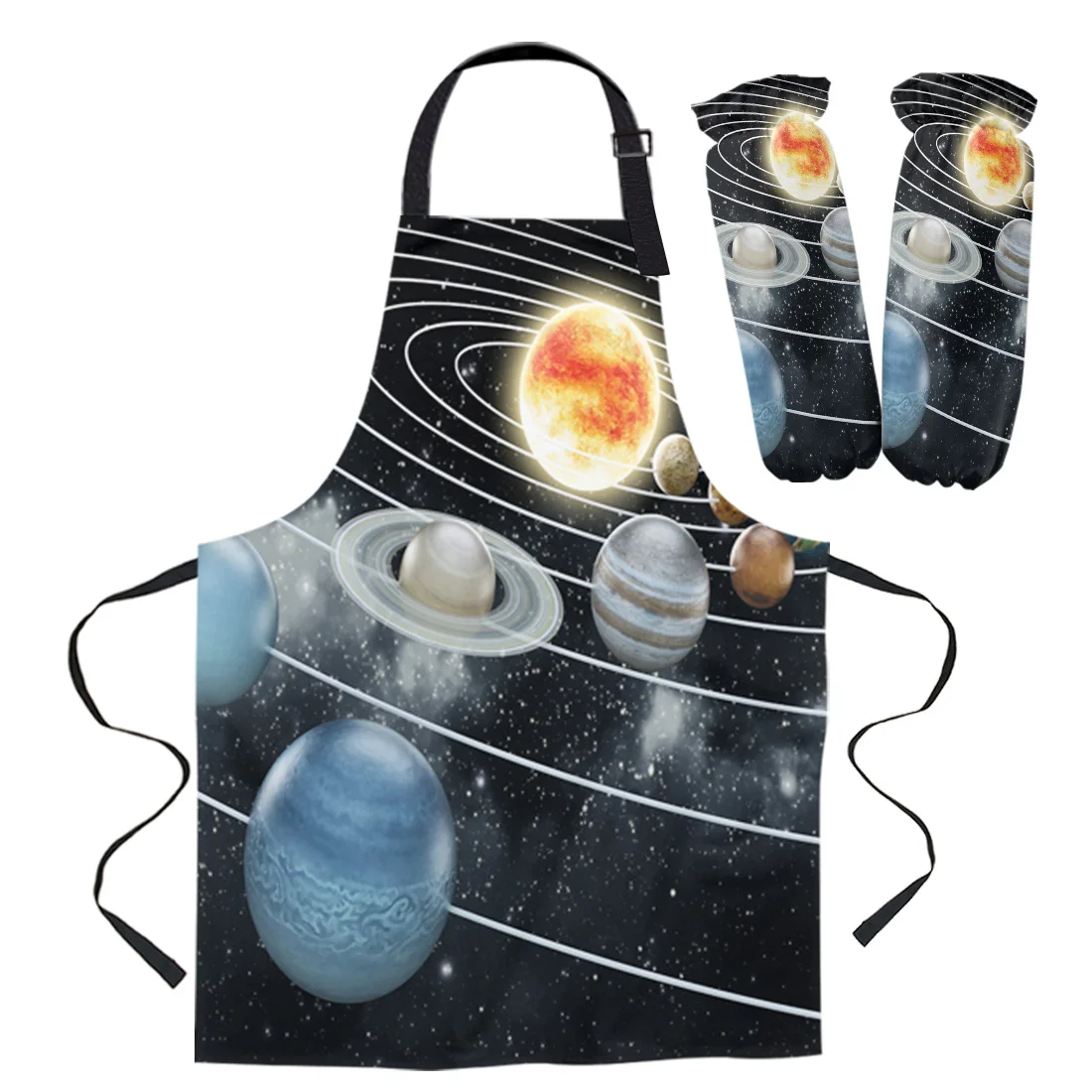 Фартук в комплекте с солнечной системой Space Alien кухонный нагрудник варежки для