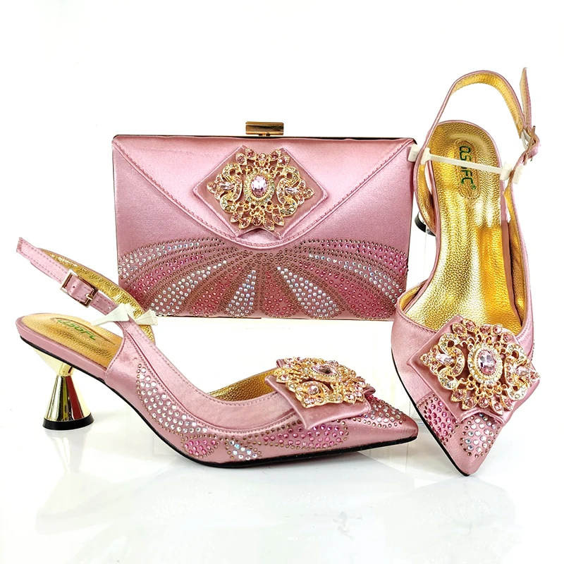

doershow new fashion pink Italian Shoes With Matching Bags African Women Shoes and Bags Set For Prom Party Summer shoes!HJU1-10