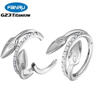 g23 titanium piercing daith earrings snake ring zircon hinge clicker nose septum helix tragus piercing goth body jewelry 16g