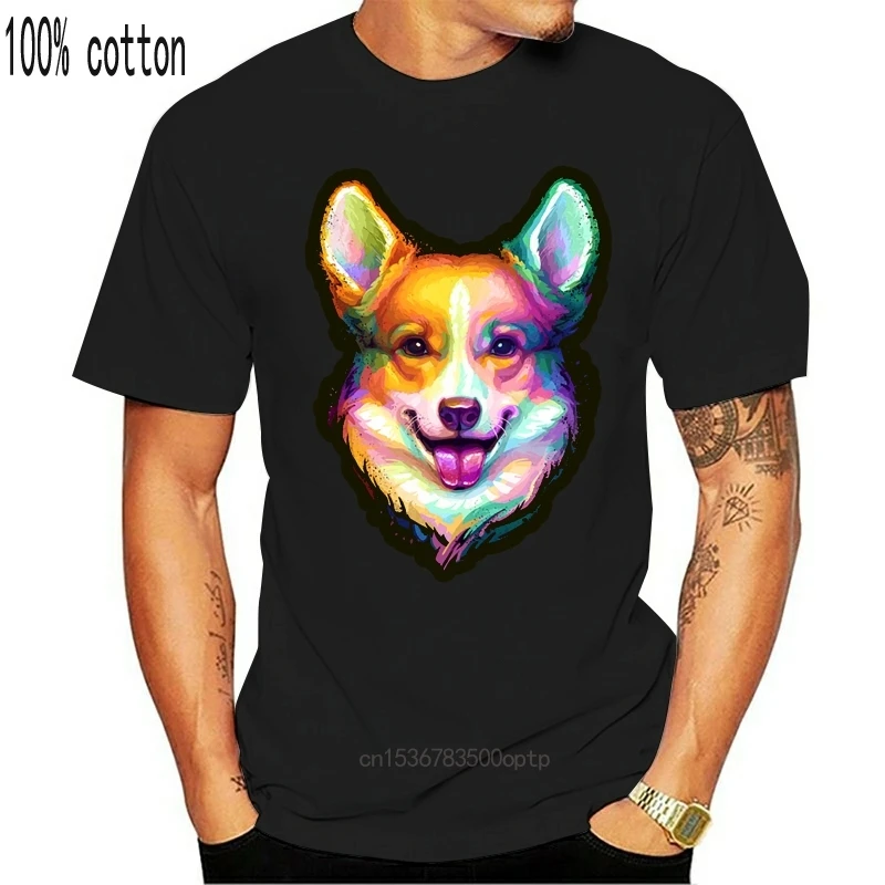 

New funny t shirt Welsh Corgi Colorful Portrait T-Shirt tshirt men tee