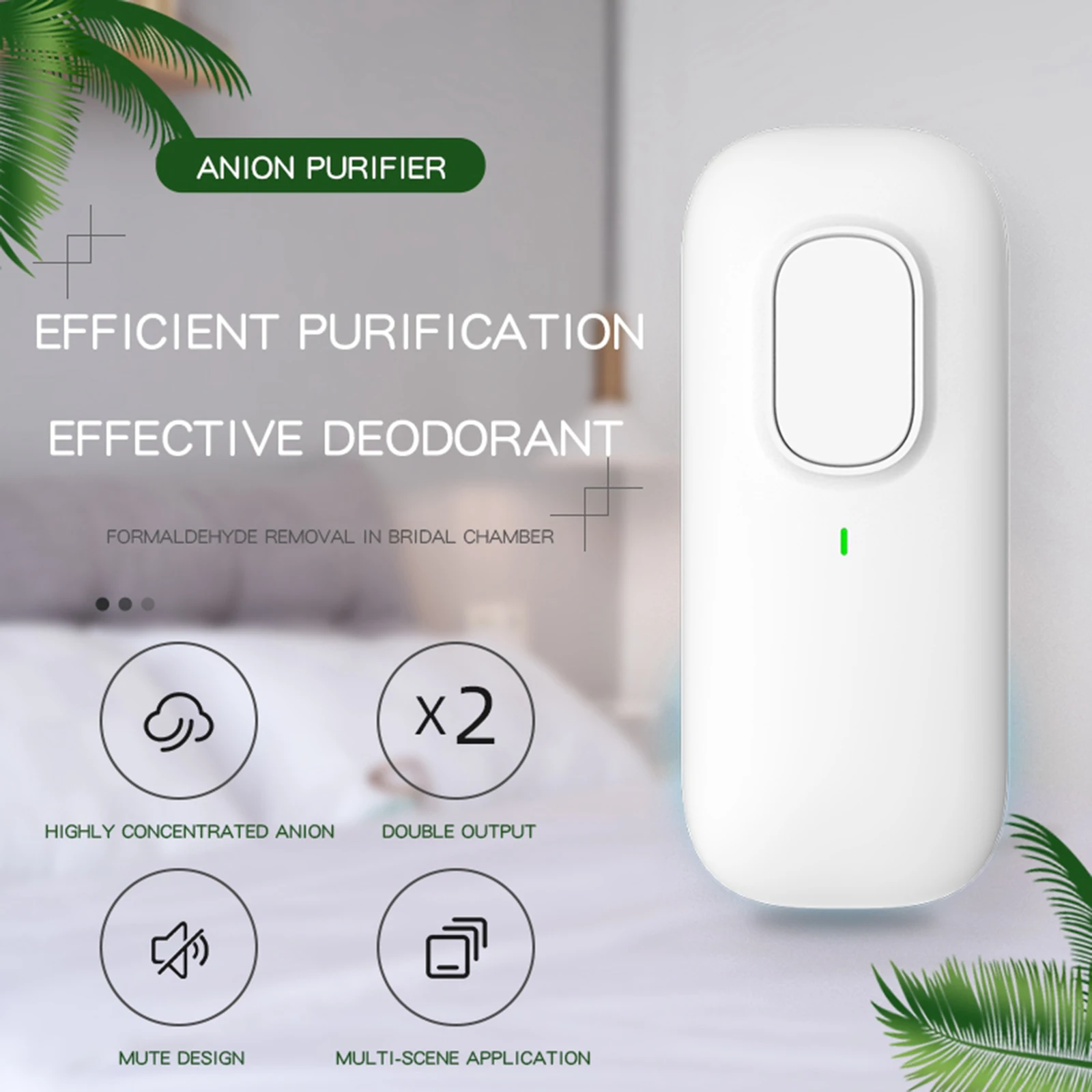 

Travel-Size Negative Ion Air Purifiers Plug In for Home Ionizer Remove Smoke Pet Toilet Smell Deodorizer Freshener House