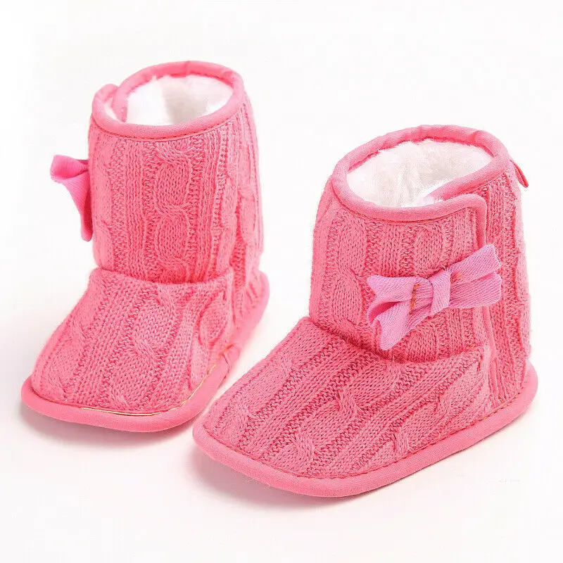 Newborn Baby Toddler Boys Girls Knitted Anti-Slip Boots Warm Slippers Crib Shoes 0-18M winter warm soft sole shoes boots | Мать и ребенок