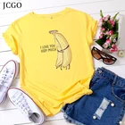 Женская летняя хлопковая Футболка JCGO, женская футболка с коротким рукавом и забавным принтом в виде бананов, женская футболка с круглым вырезом
