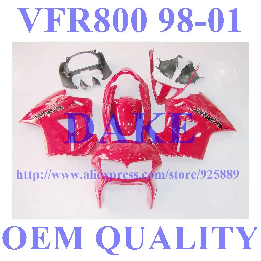 

All Red K2335 For HONDA VFR800 98-01 VFR 800 VFR800RR VFR 800RR 1998 1999 2000 2001 98 99 00 01 Fairing Kim!!