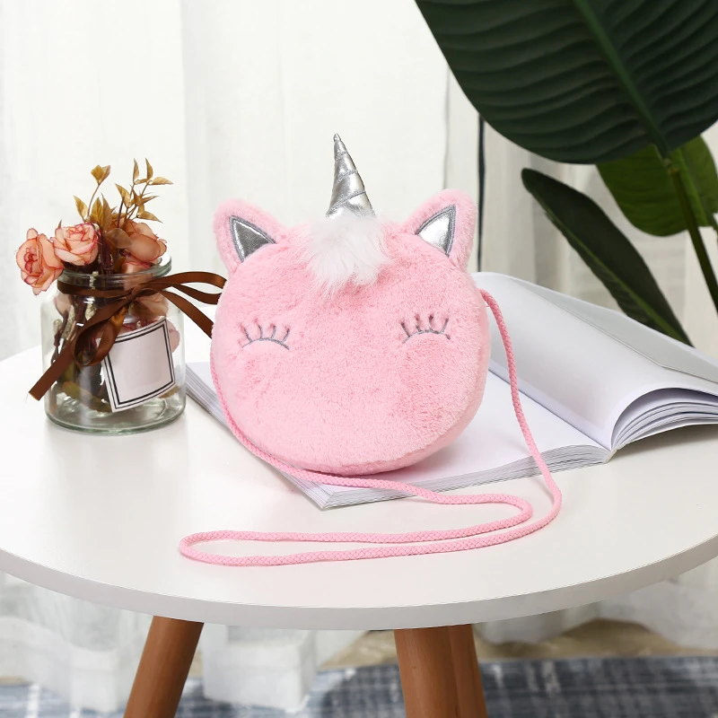 Сумка на плечо для девочек милый плюшевый мессенджер с животными единорог